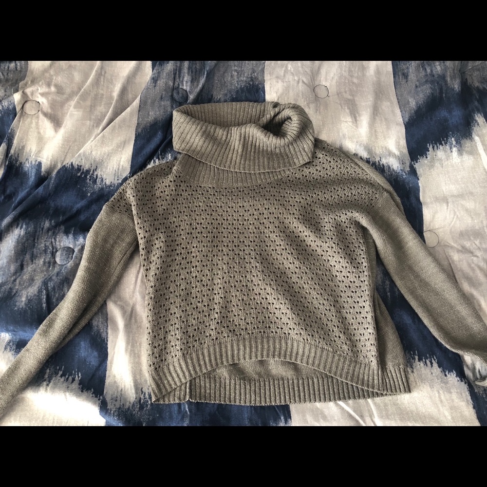 Crop sparkle turtleneck sweater